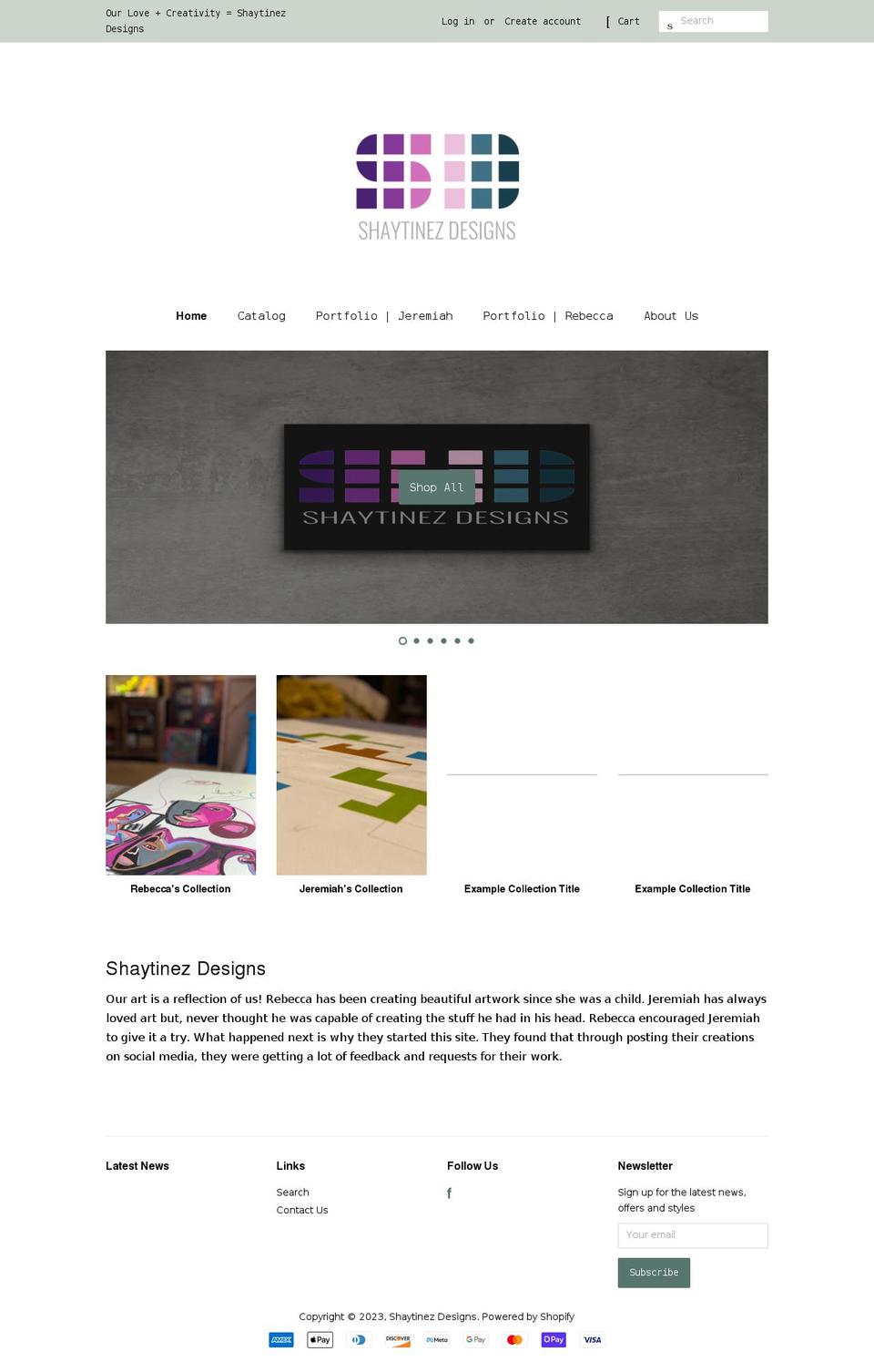 shaytinezdesigns.com shopify website screenshot