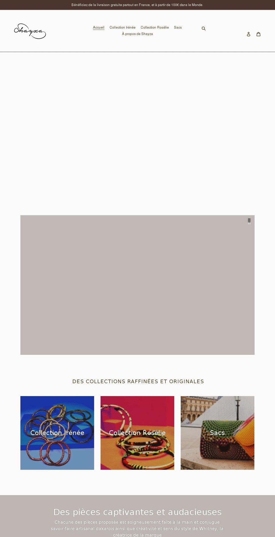 shayza.com shopify website screenshot