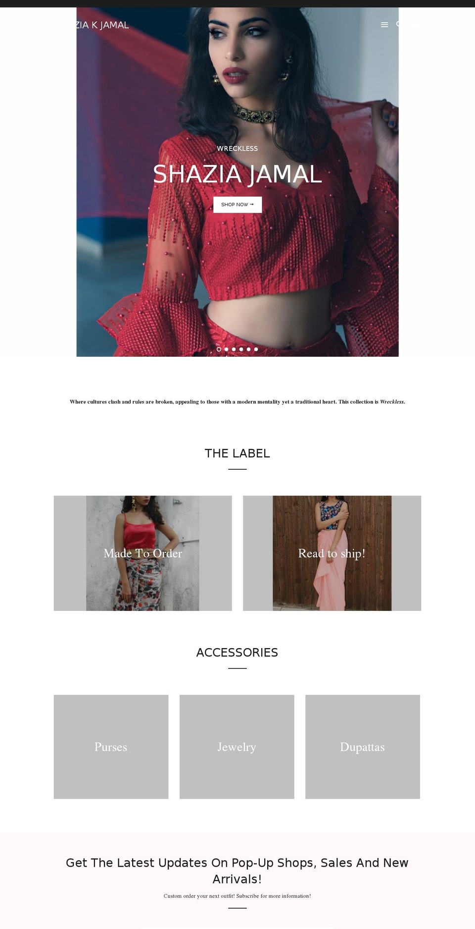 shaziajamal.com shopify website screenshot