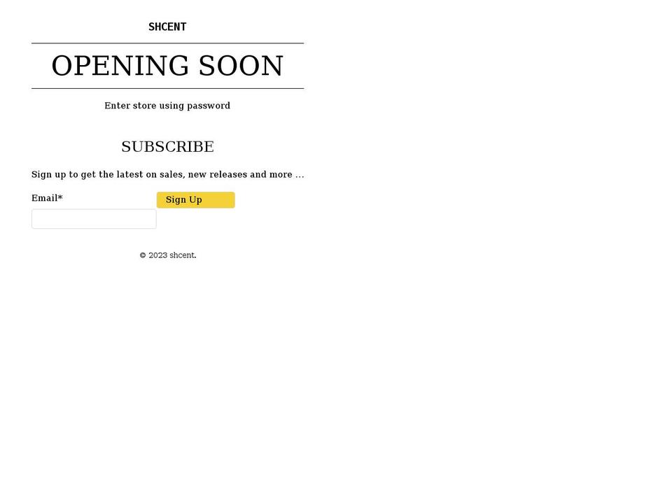 shcent.com shopify website screenshot