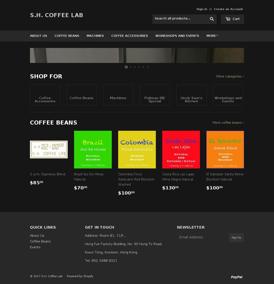 shcoffeelab.com shopify website screenshot