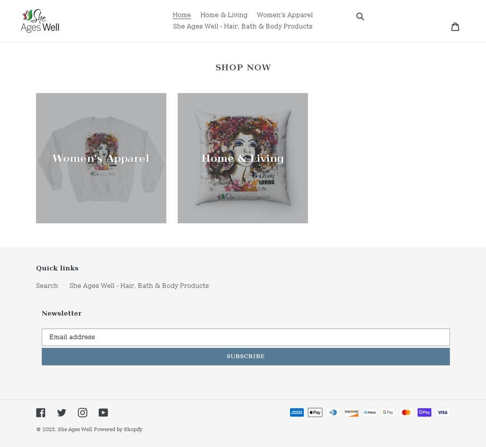 she-ages-well.myshopify.com shopify website screenshot