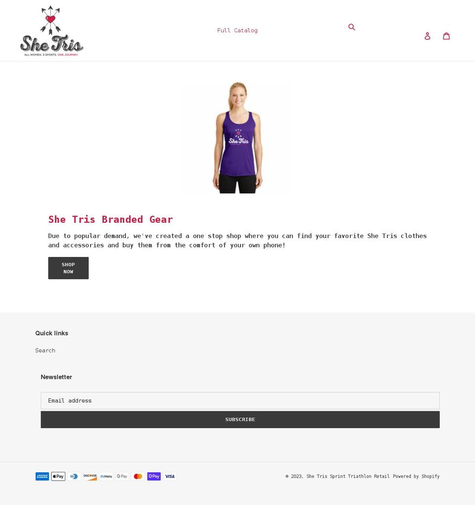 she-tris-sprint-triathlon-retail.myshopify.com shopify website screenshot