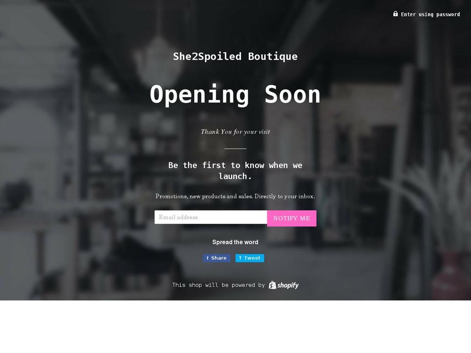 she2spoiledboutique.com shopify website screenshot