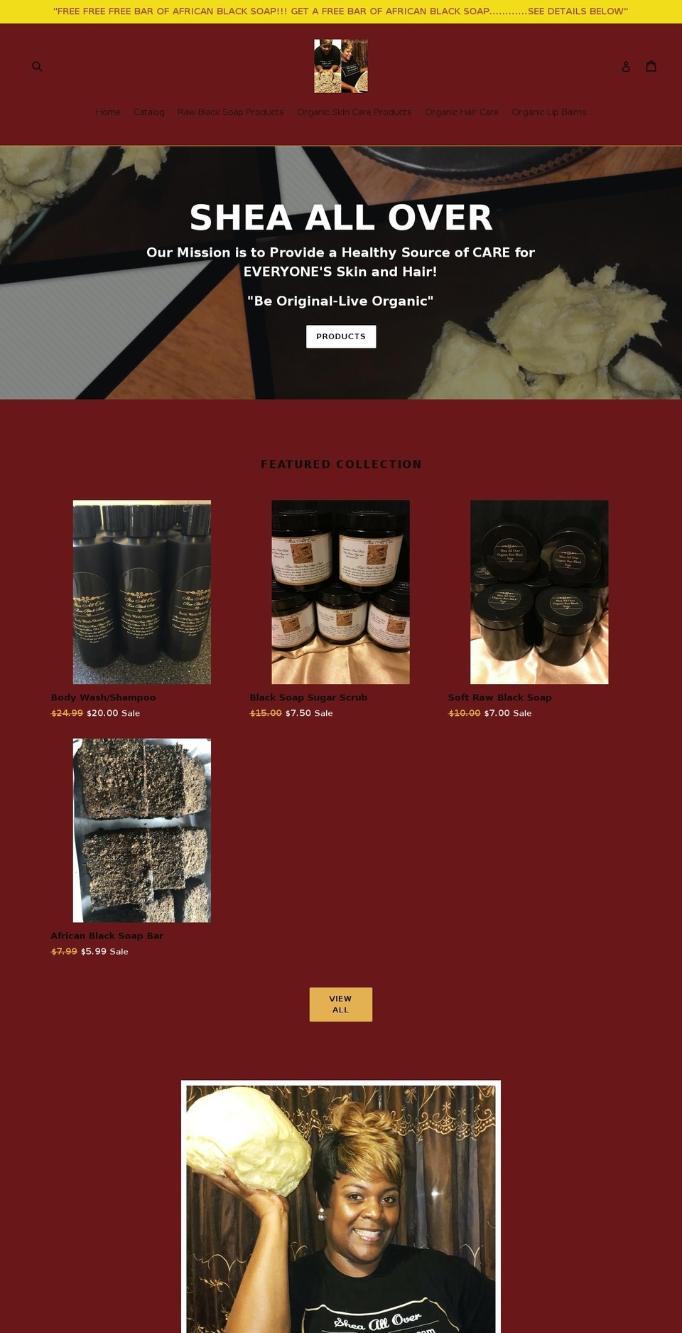sheaallover.com shopify website screenshot