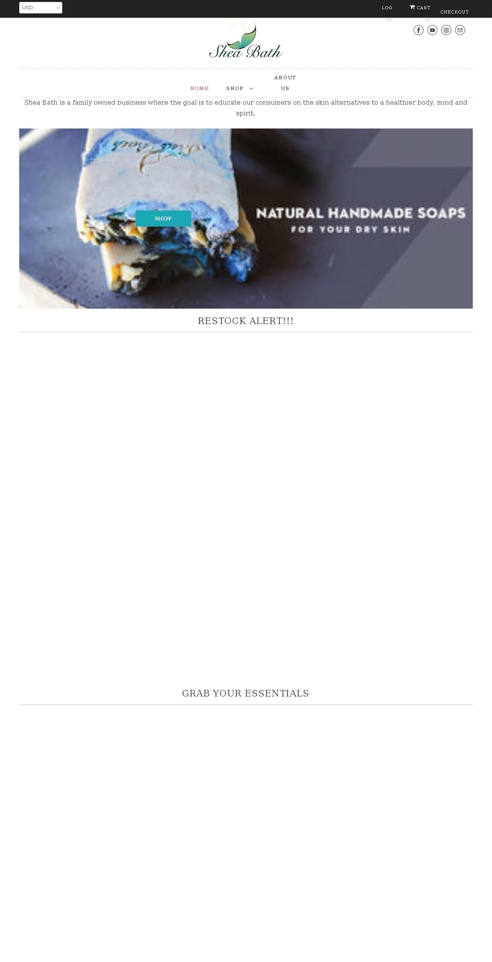 sheabath.com shopify website screenshot