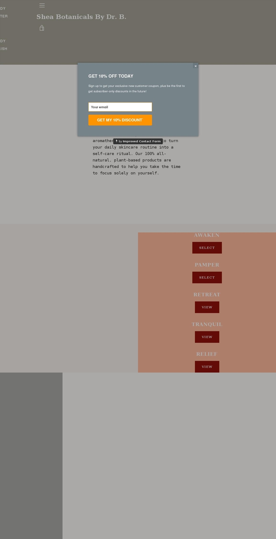 sheabotanicalsbydrb.com shopify website screenshot