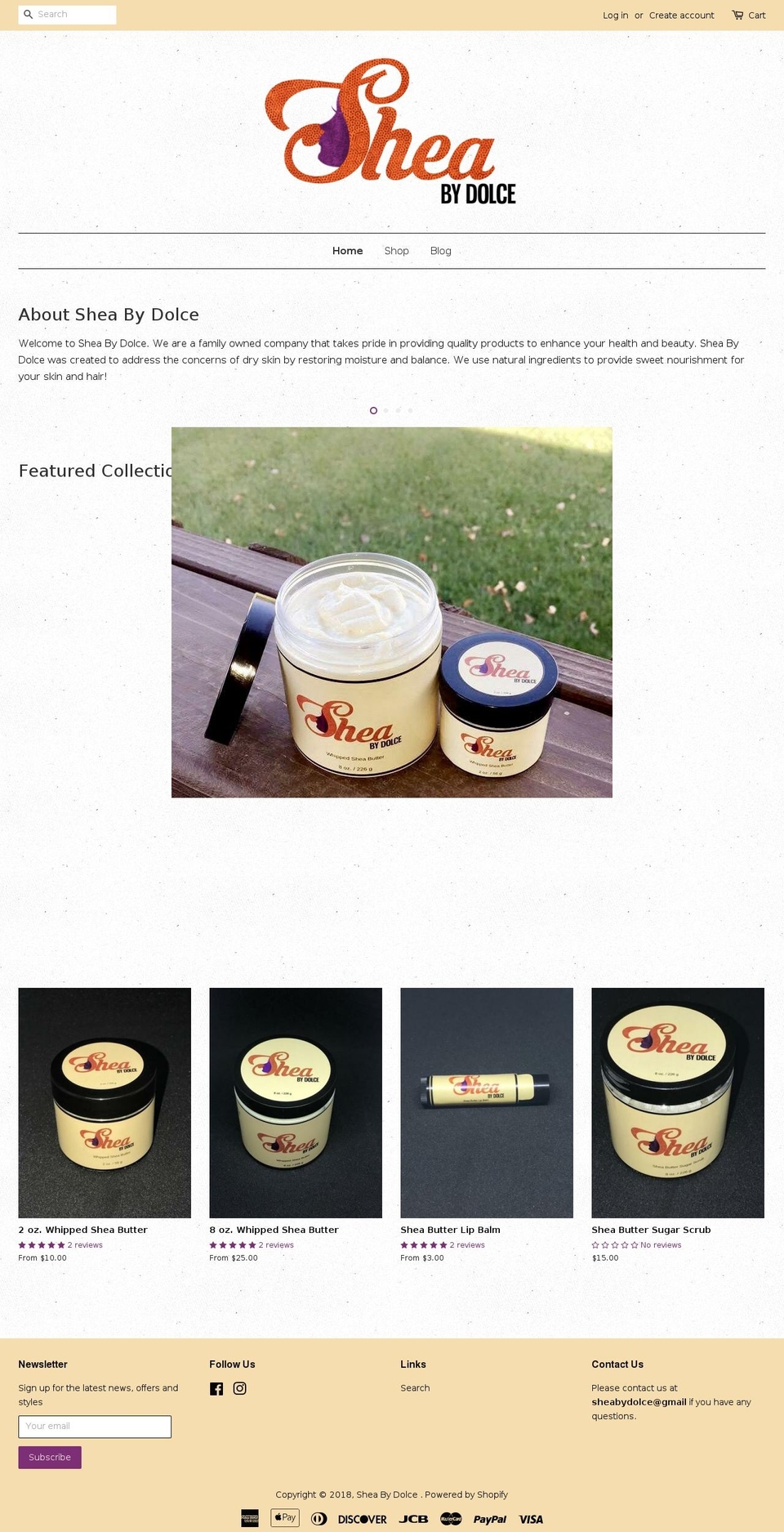 sheabydolce.com shopify website screenshot