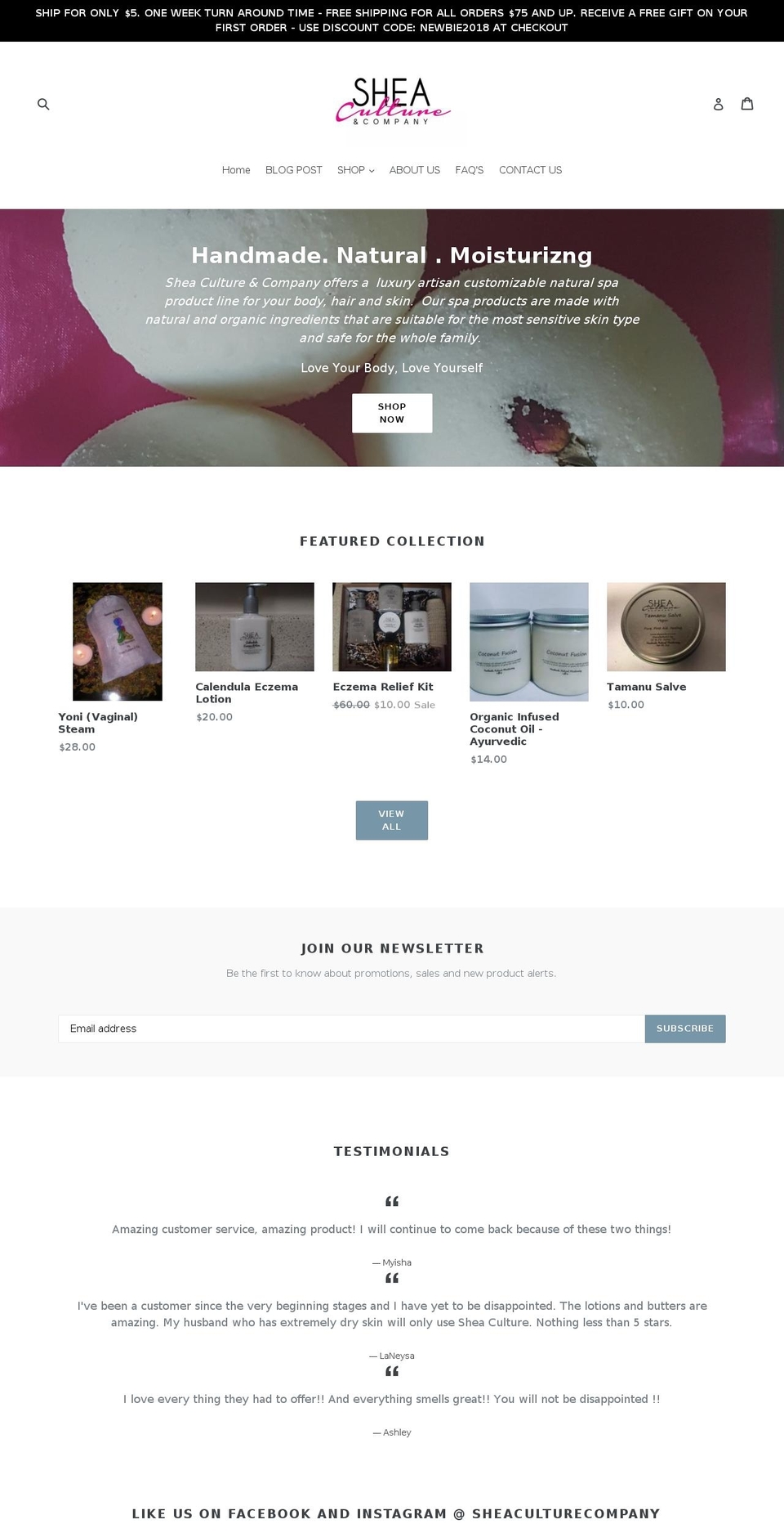 sheaculture.com shopify website screenshot