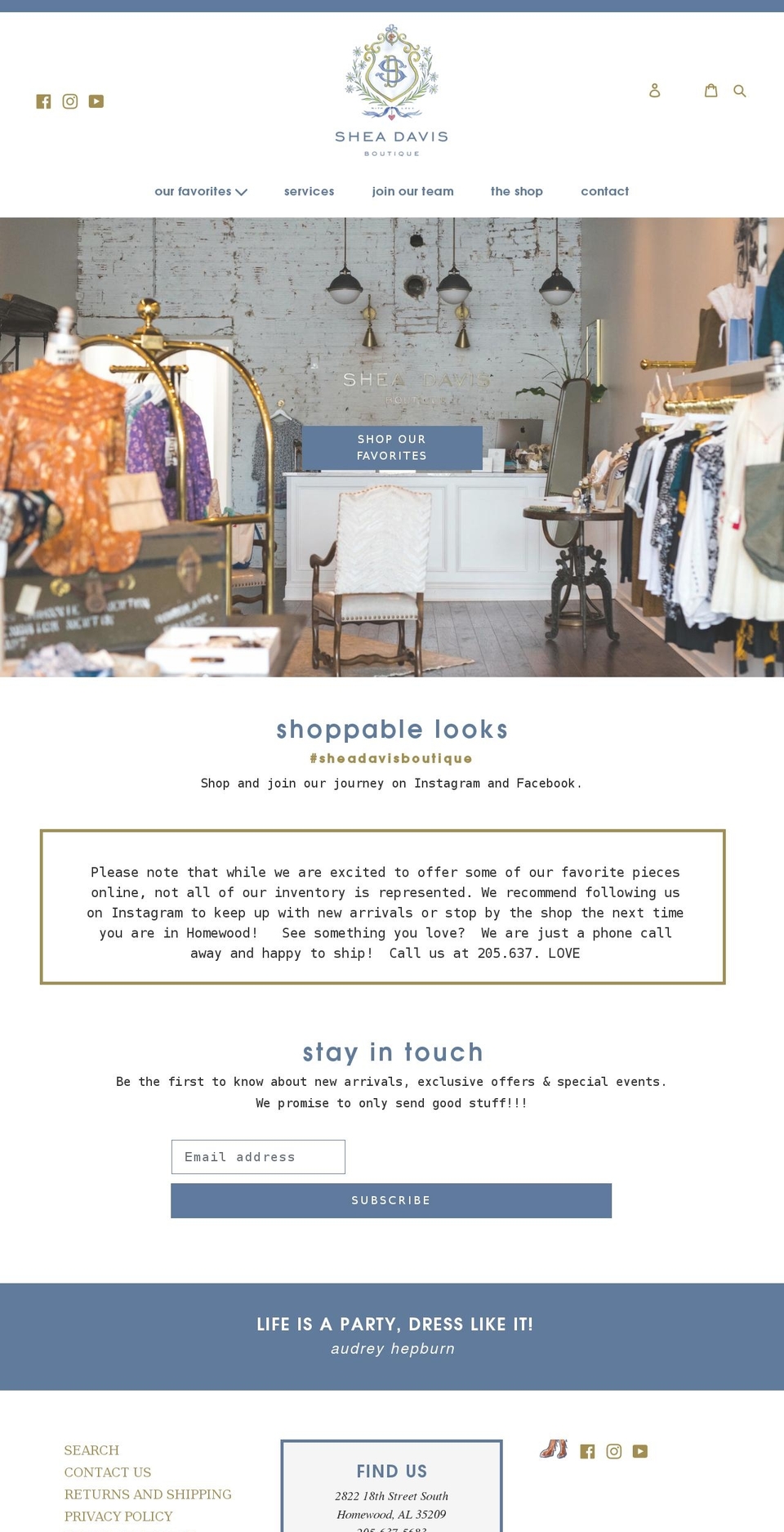 sheadavis.com shopify website screenshot