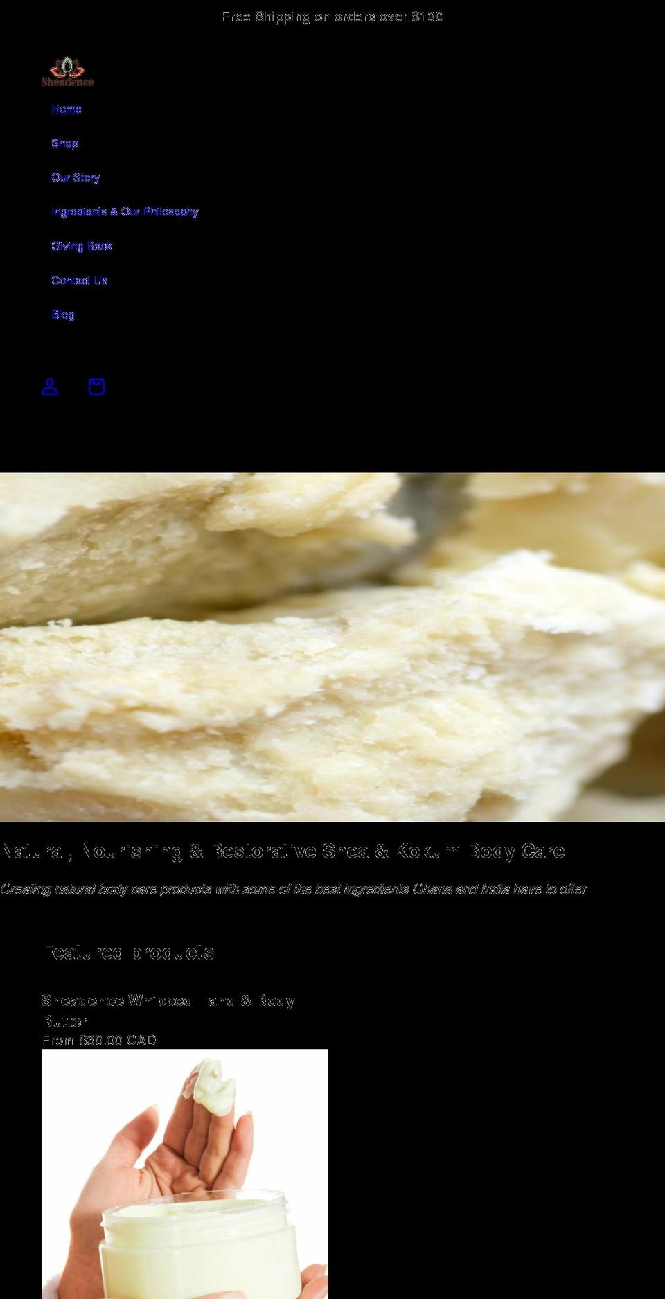 sheadence.com shopify website screenshot