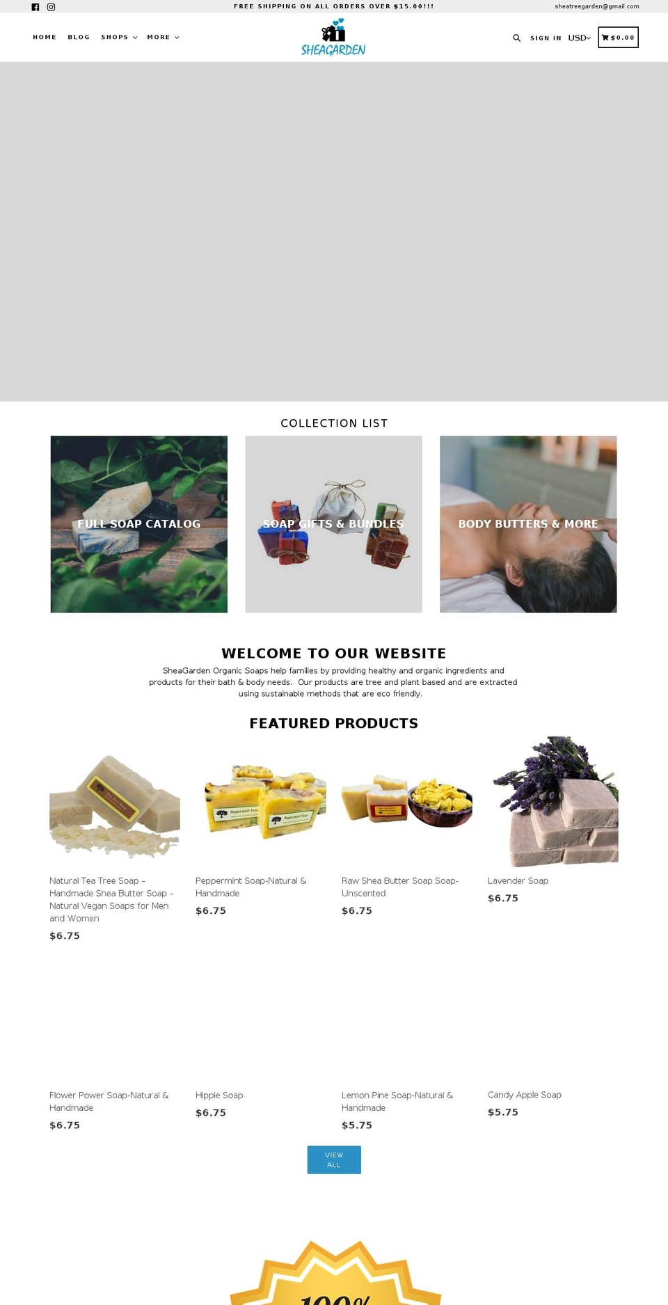 sheagarden.com — Shopify storefront screenshot