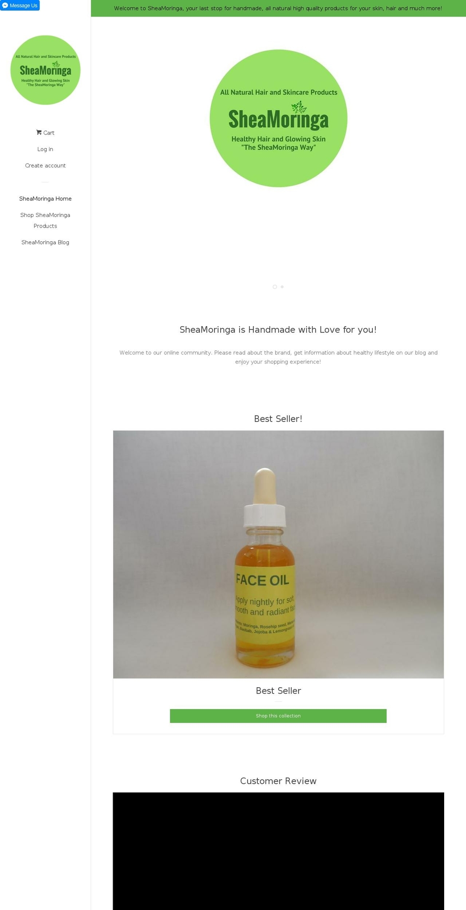sheamoringa.com — Shopify storefront screenshot