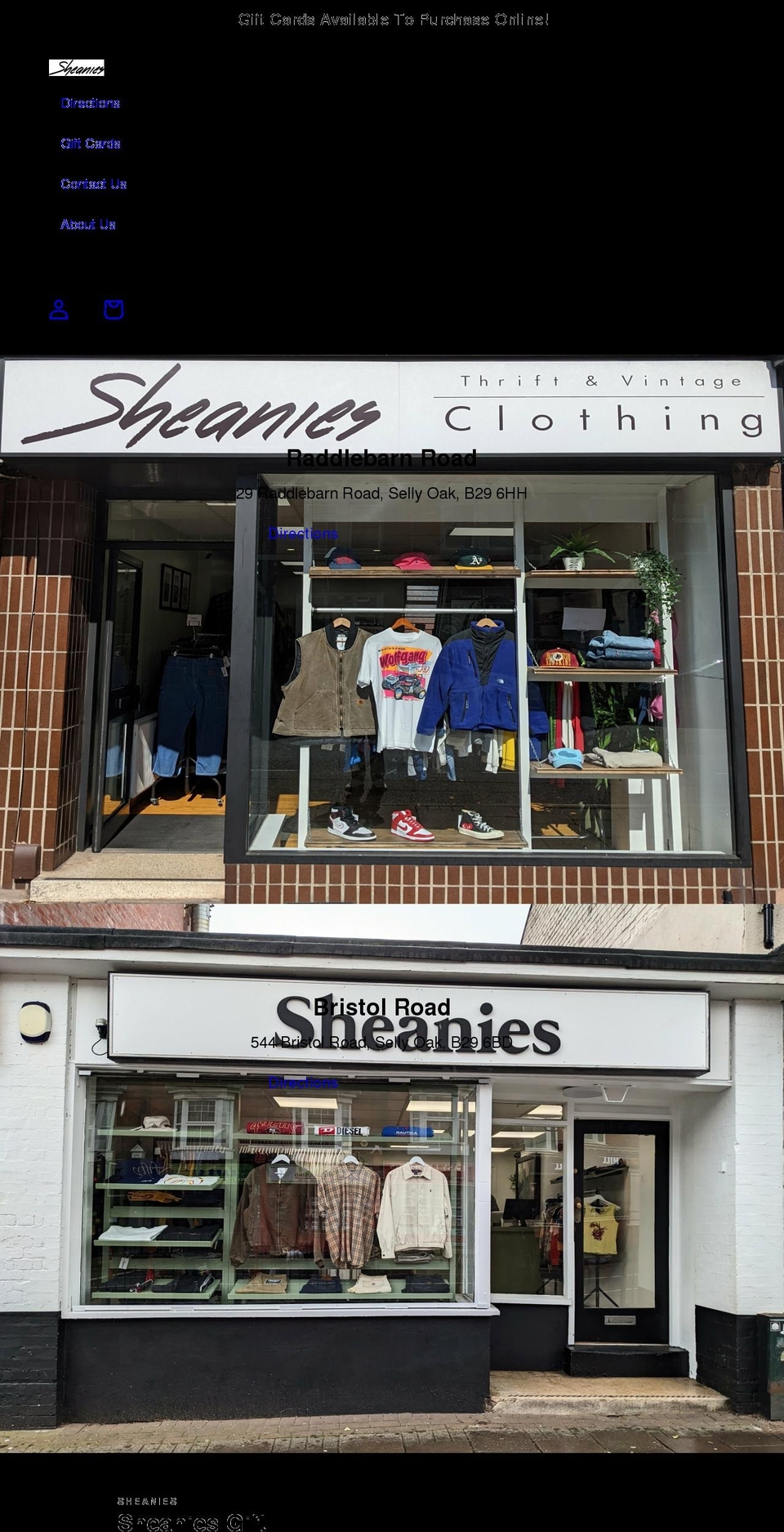 sheanies.com shopify website screenshot