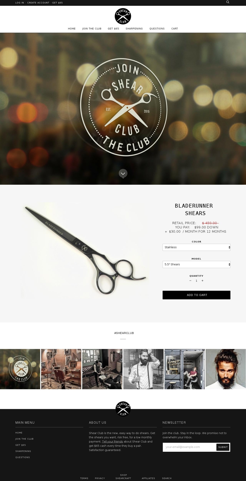 shearclub.com shopify website screenshot