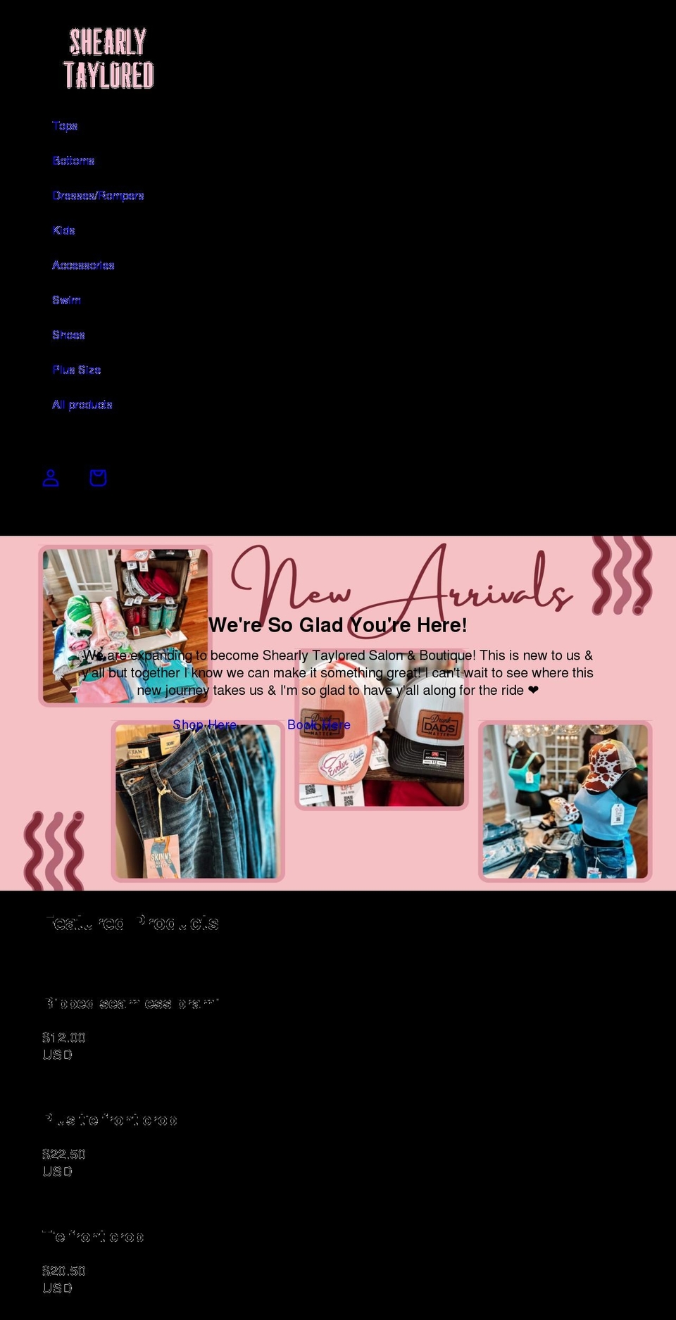 shearlytaylored.com shopify website screenshot