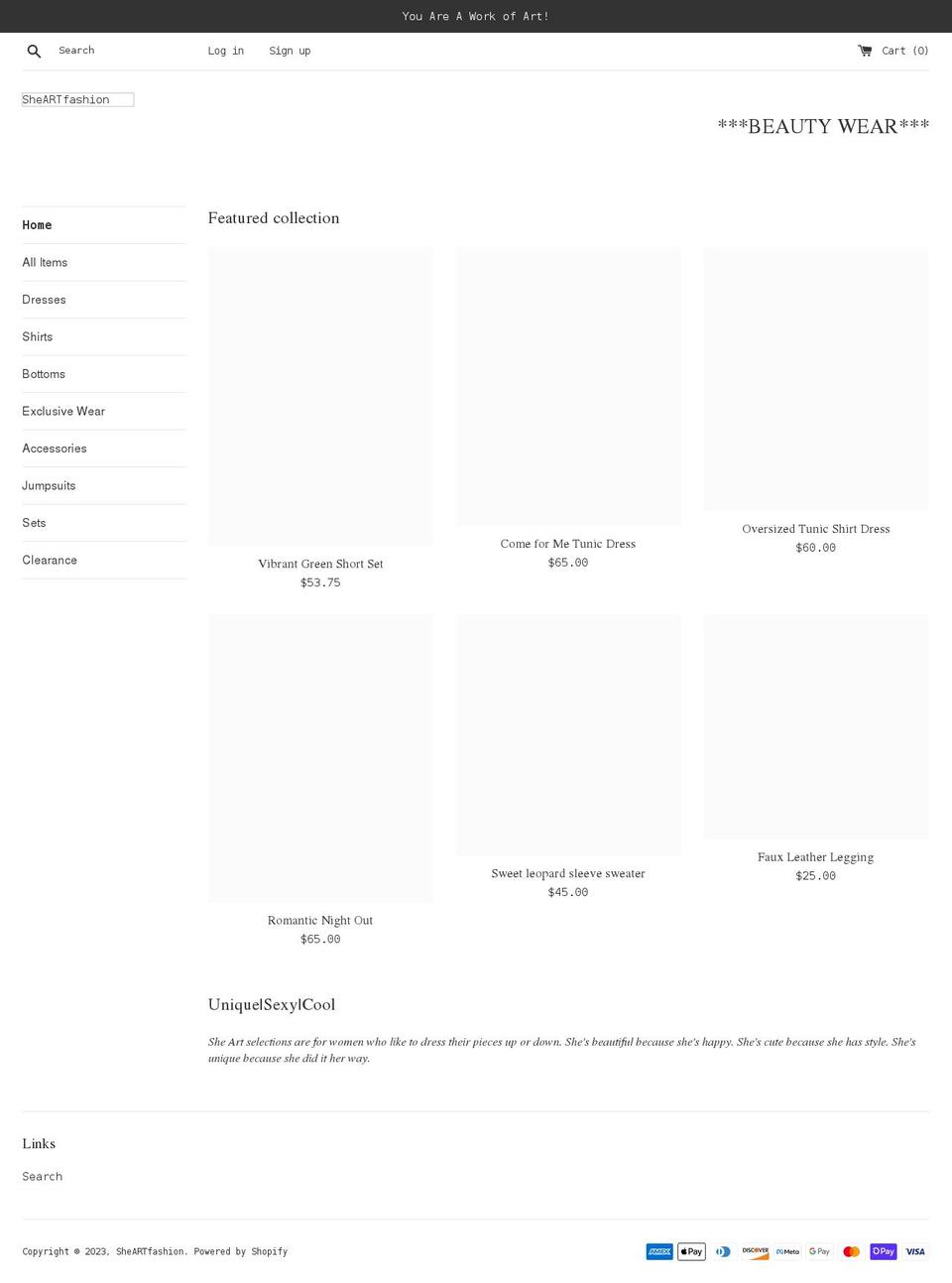 sheartfashion.com shopify website screenshot