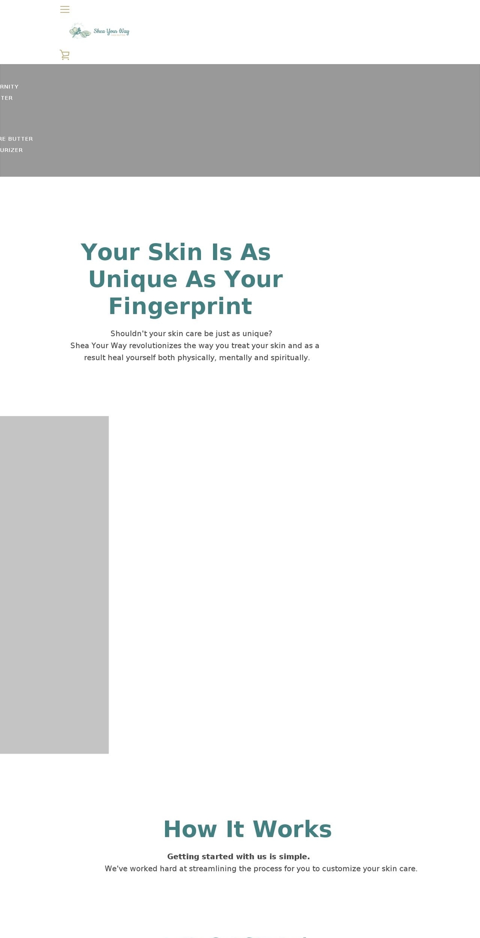 sheayourway.com shopify website screenshot