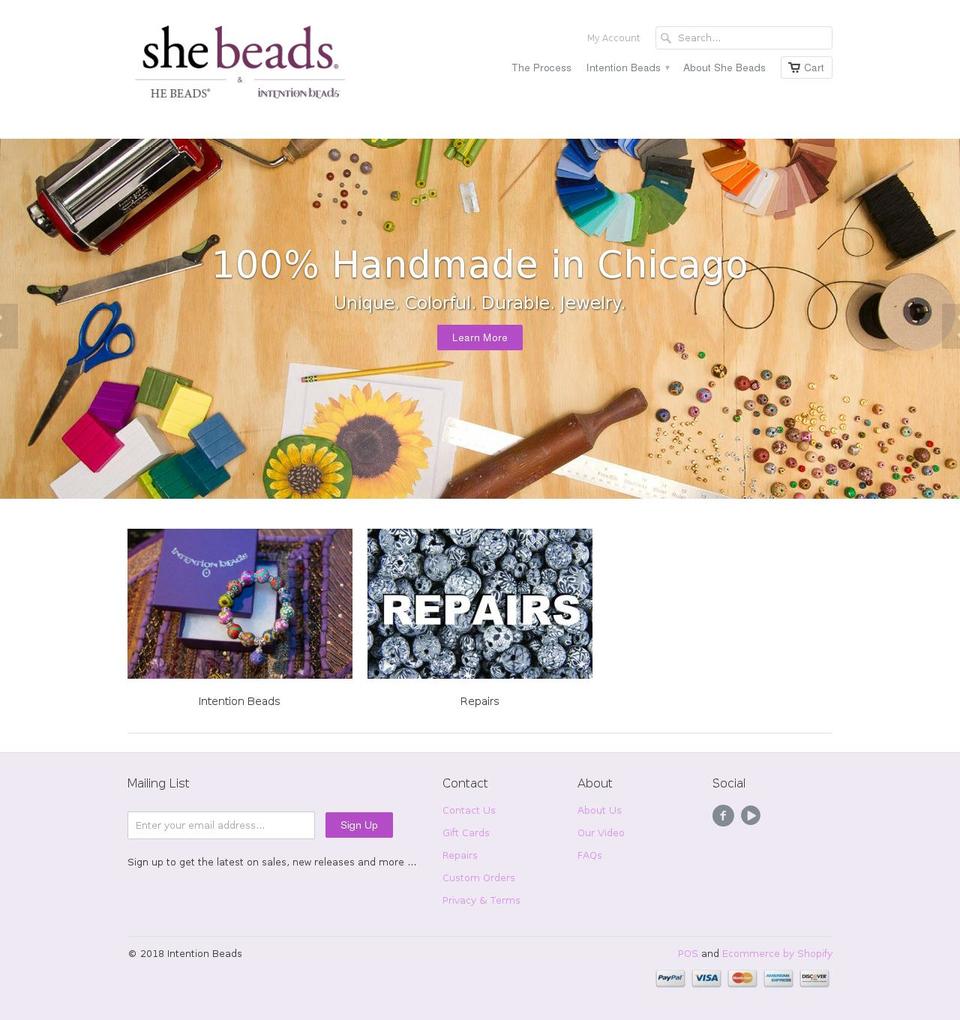 shebeads.co shopify website screenshot