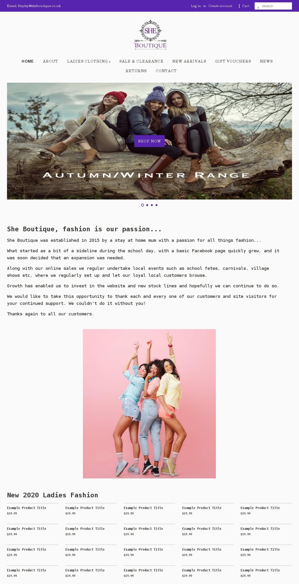 sheboutique.co.uk shopify website screenshot