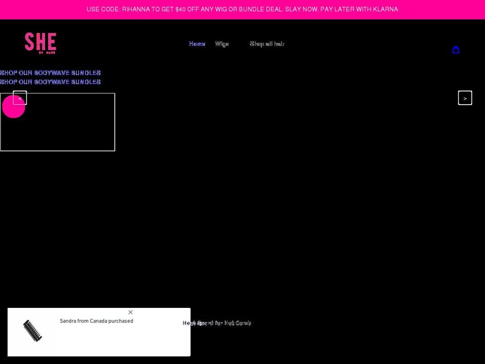 shebysade.com shopify website screenshot