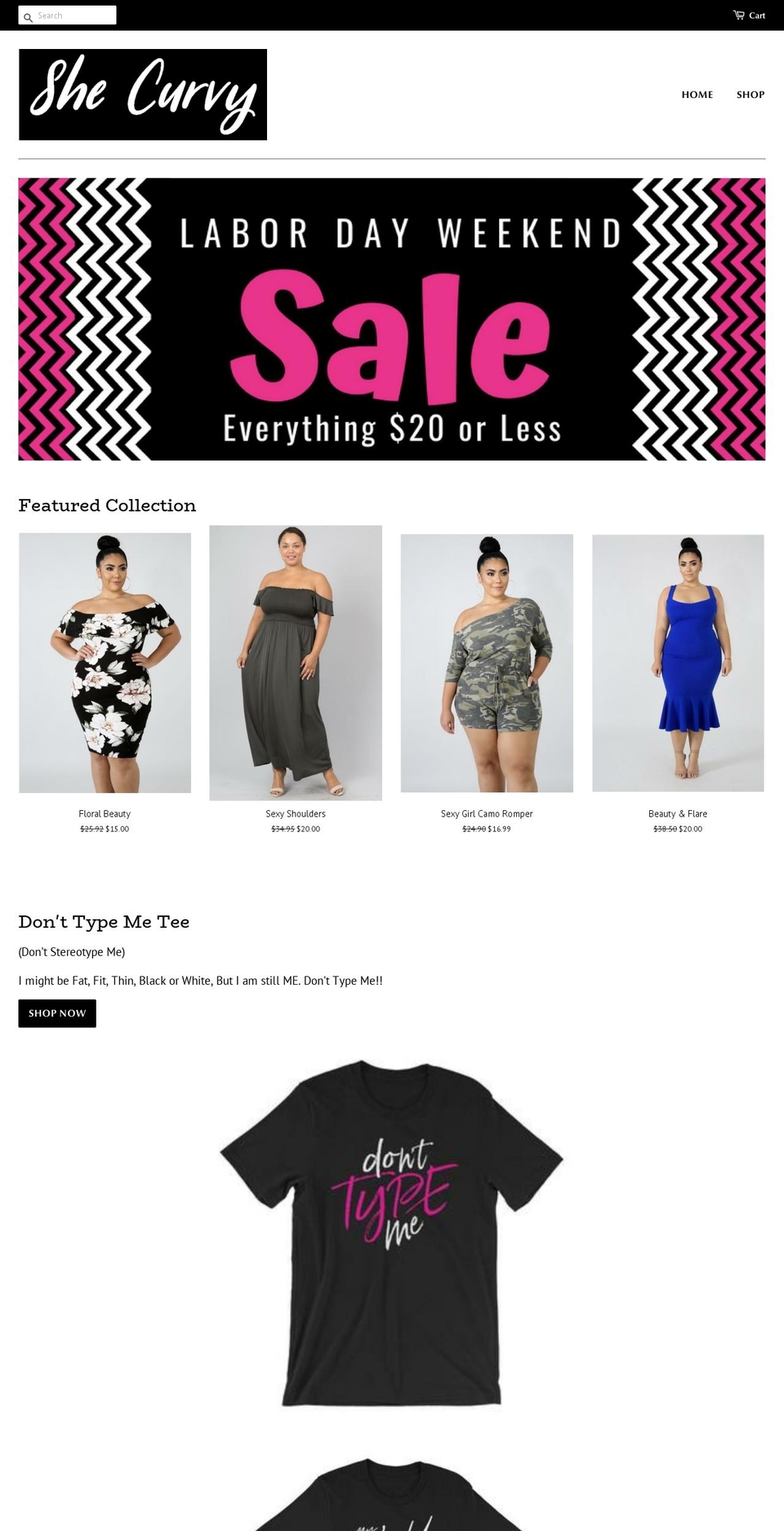 shecurvy.com — Shopify storefront screenshot