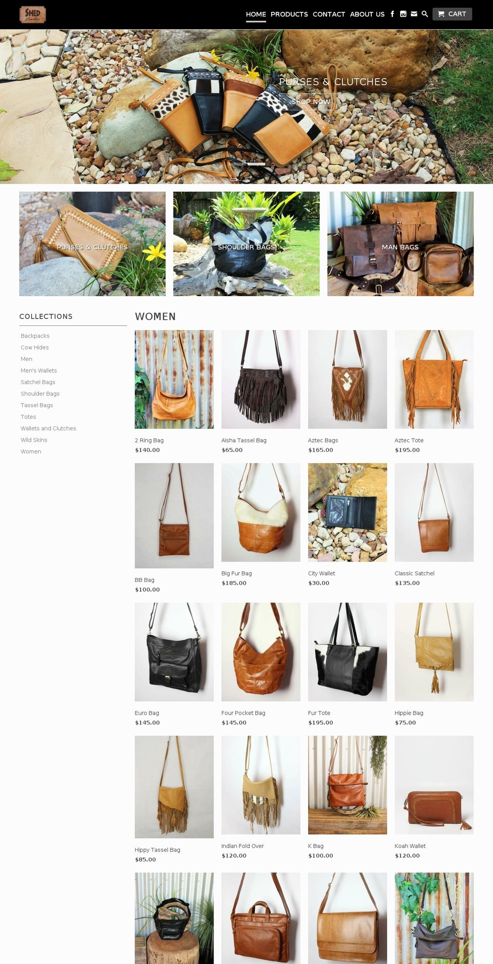 shedleather.com.au shopify website screenshot
