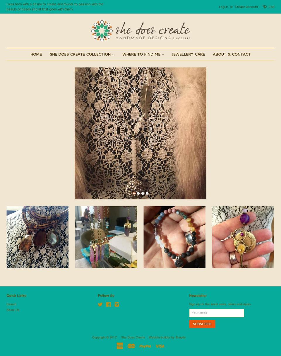 shedoescreate.com shopify website screenshot