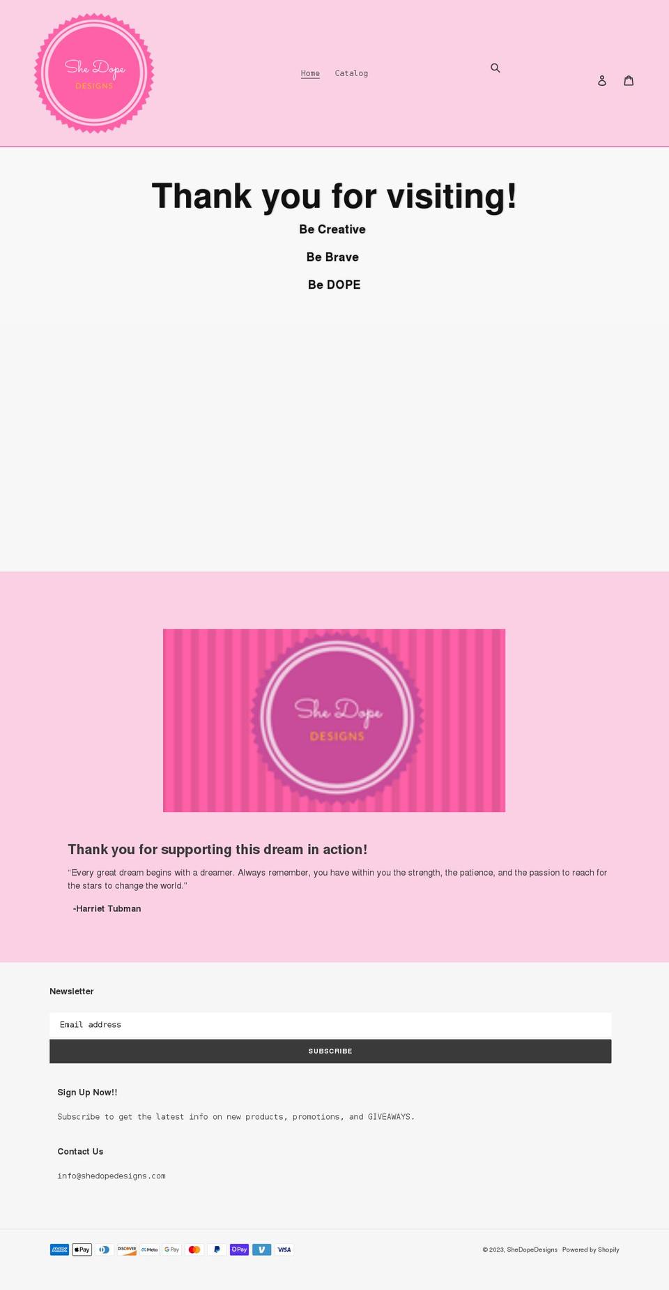 shedopedesigns.com shopify website screenshot