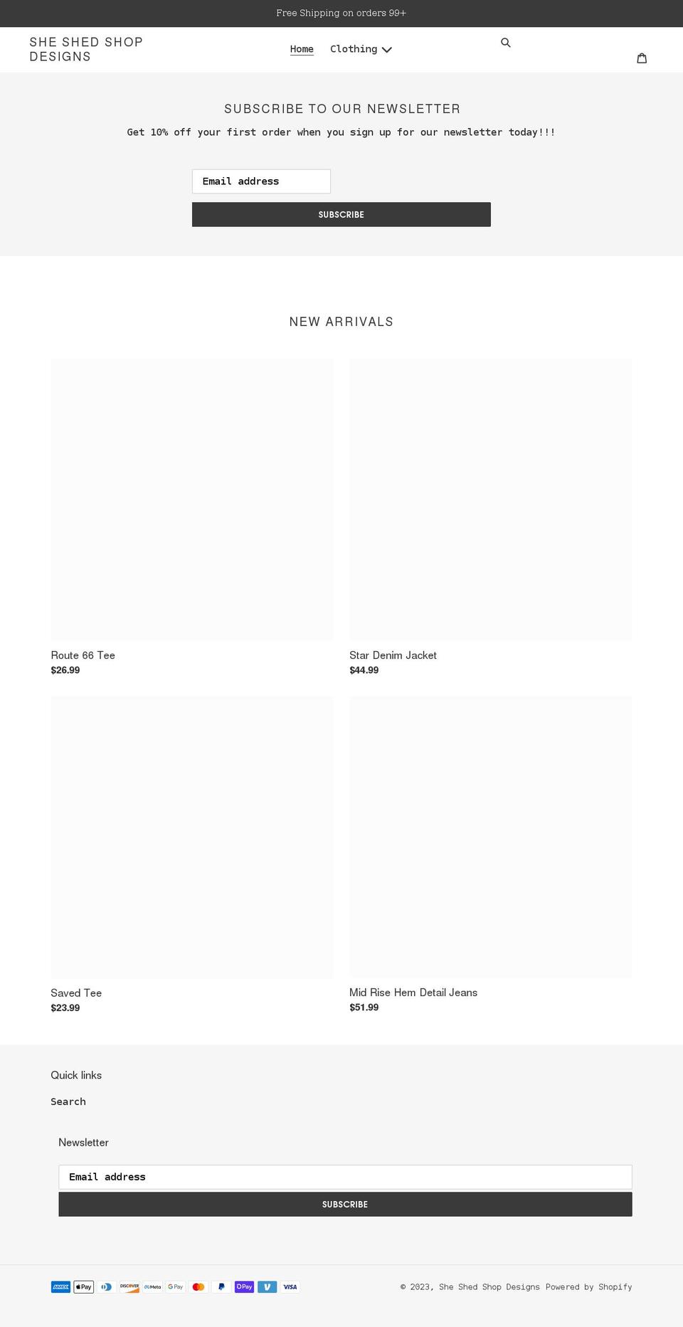 shedshedshopdesigns.com shopify website screenshot