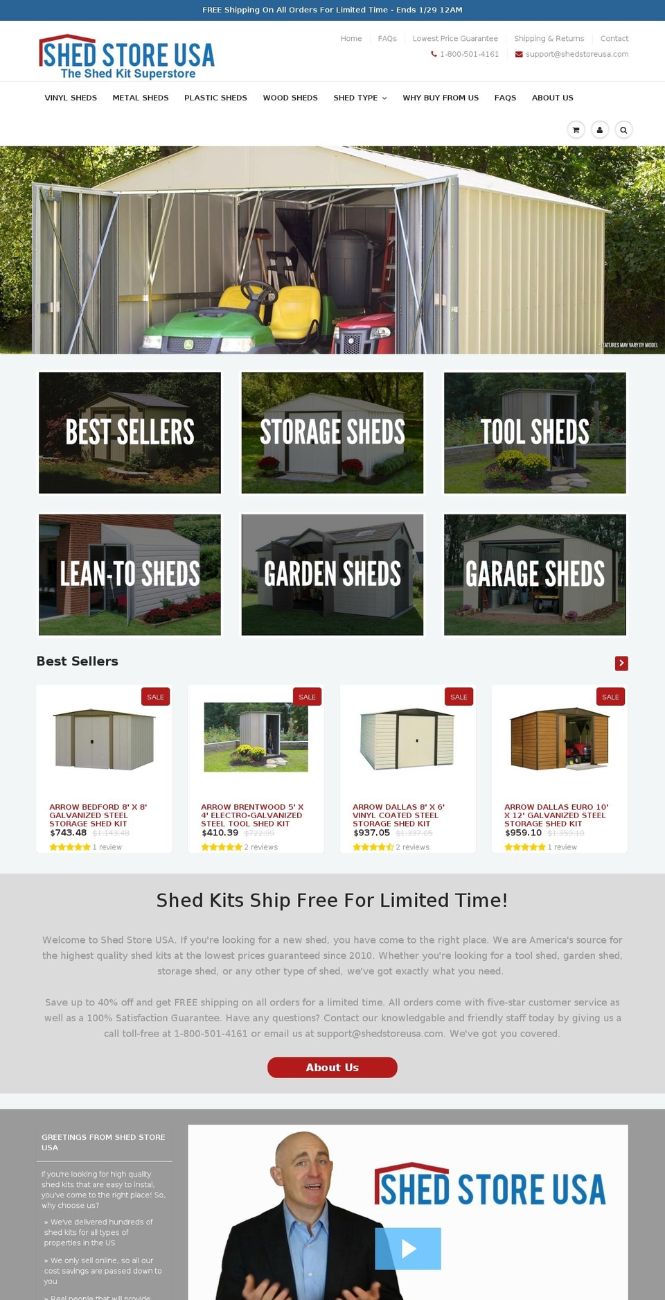 shedstoreusa.com shopify website screenshot