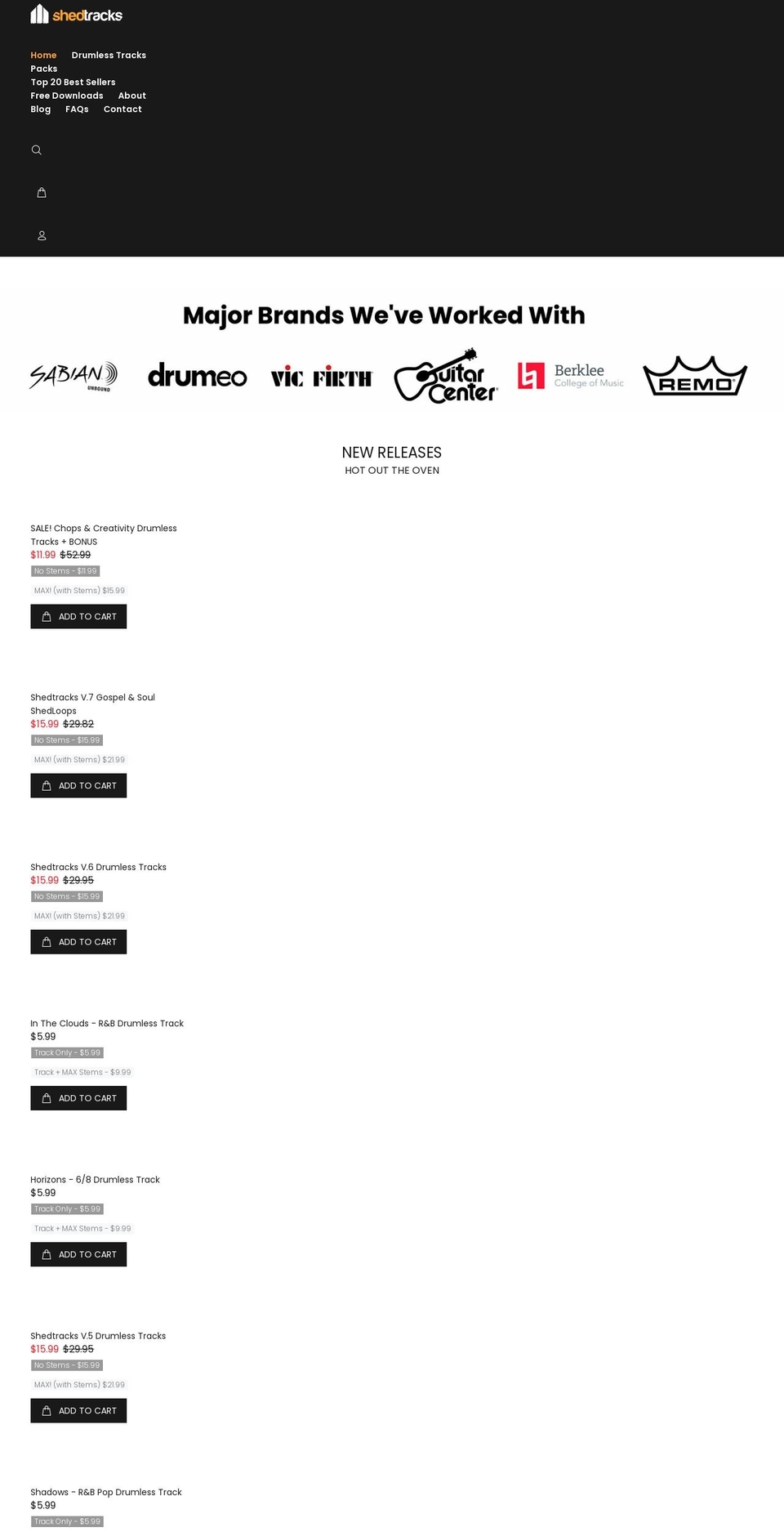 shedtracks.com shopify website screenshot