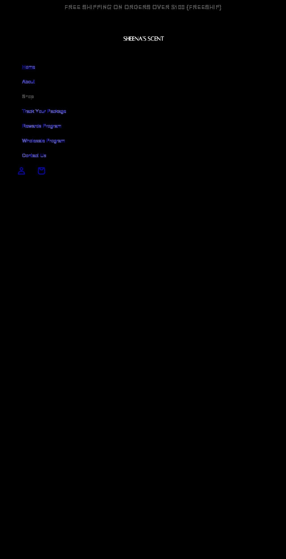 sheenasscent.com shopify website screenshot