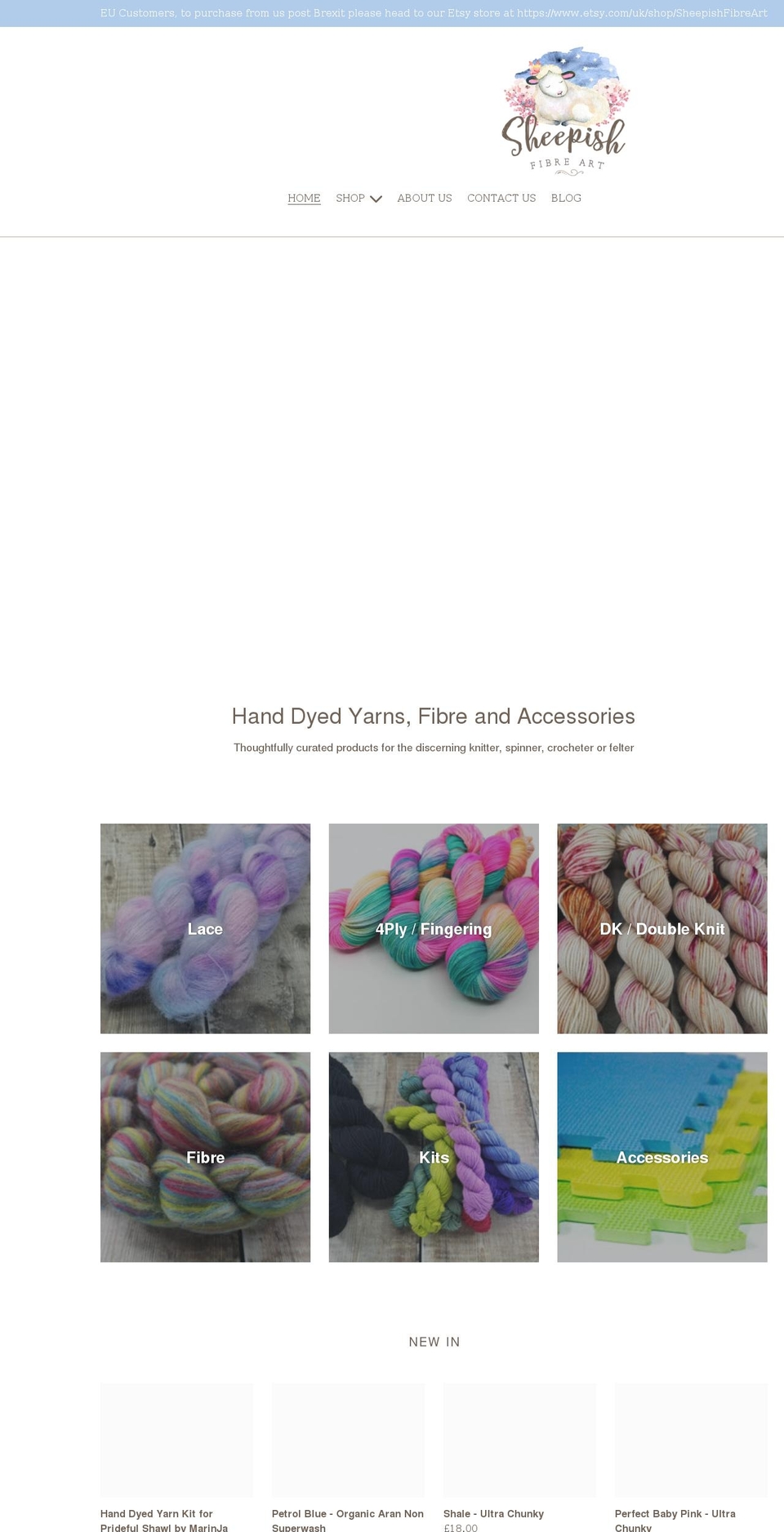 sheepishfibreart.co.uk shopify website screenshot