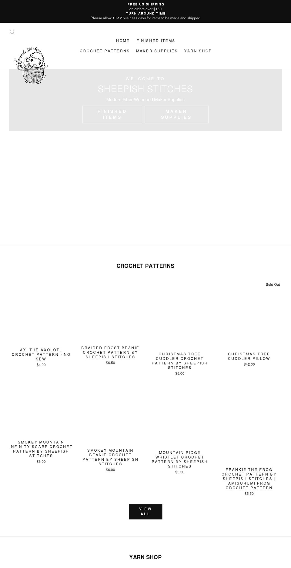 sheepishstitches.com shopify website screenshot