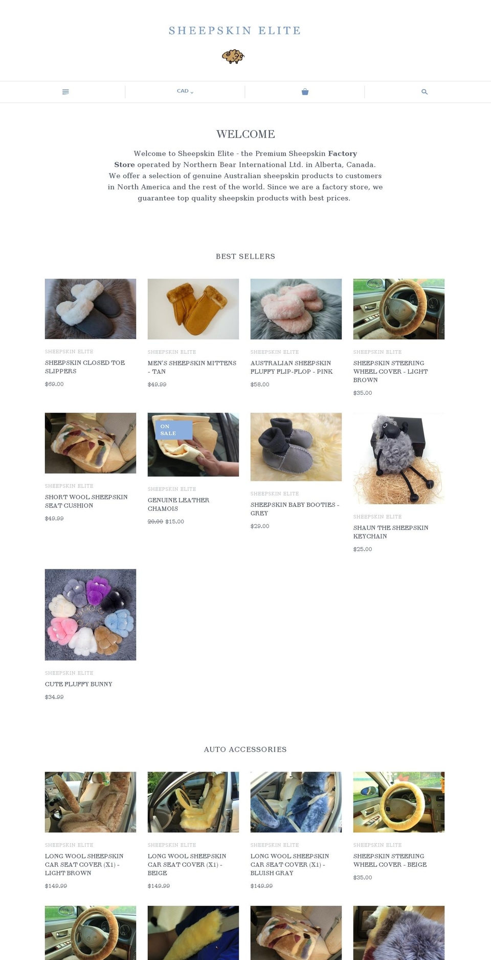 sheepskinelite.com — Shopify storefront screenshot