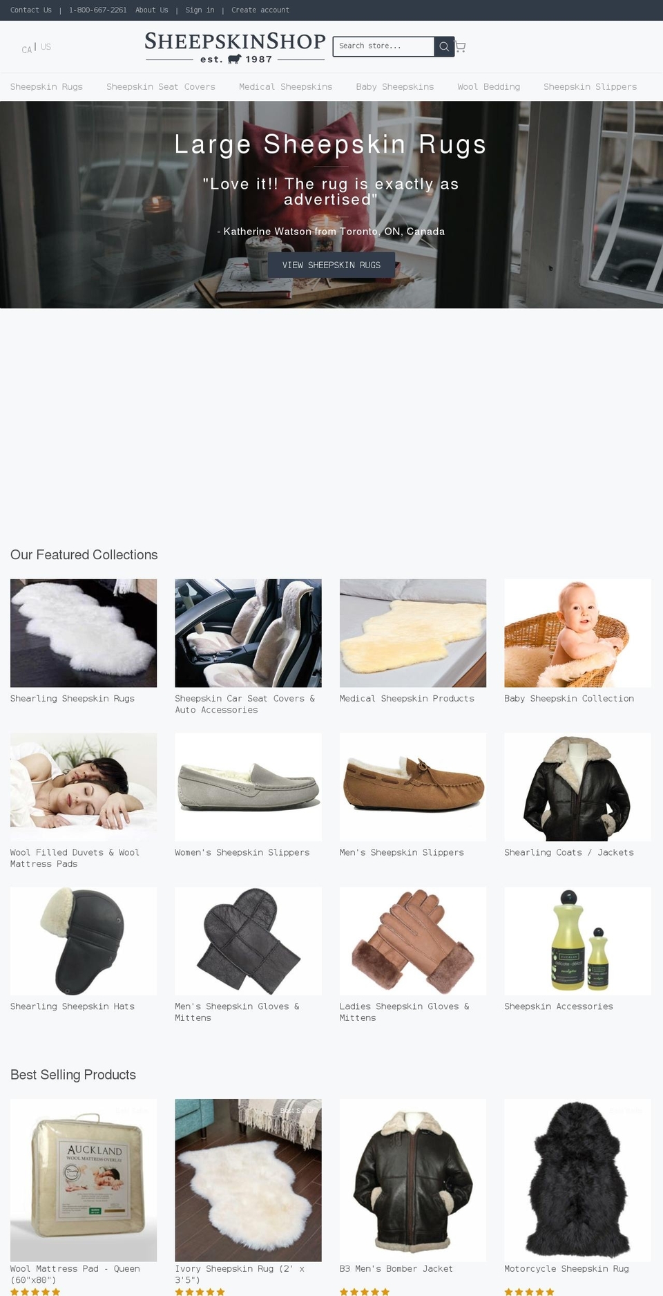 JAMES Shopify theme site example sheepskinshop.ca