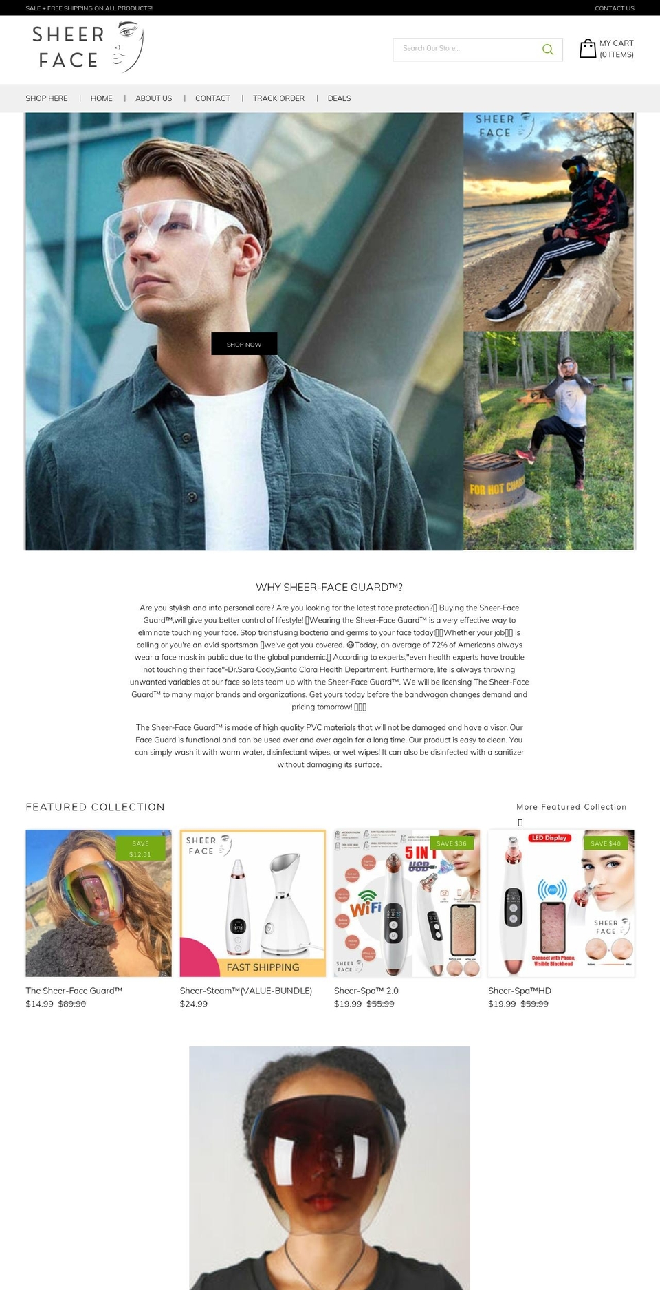 sheer-face.com shopify website screenshot