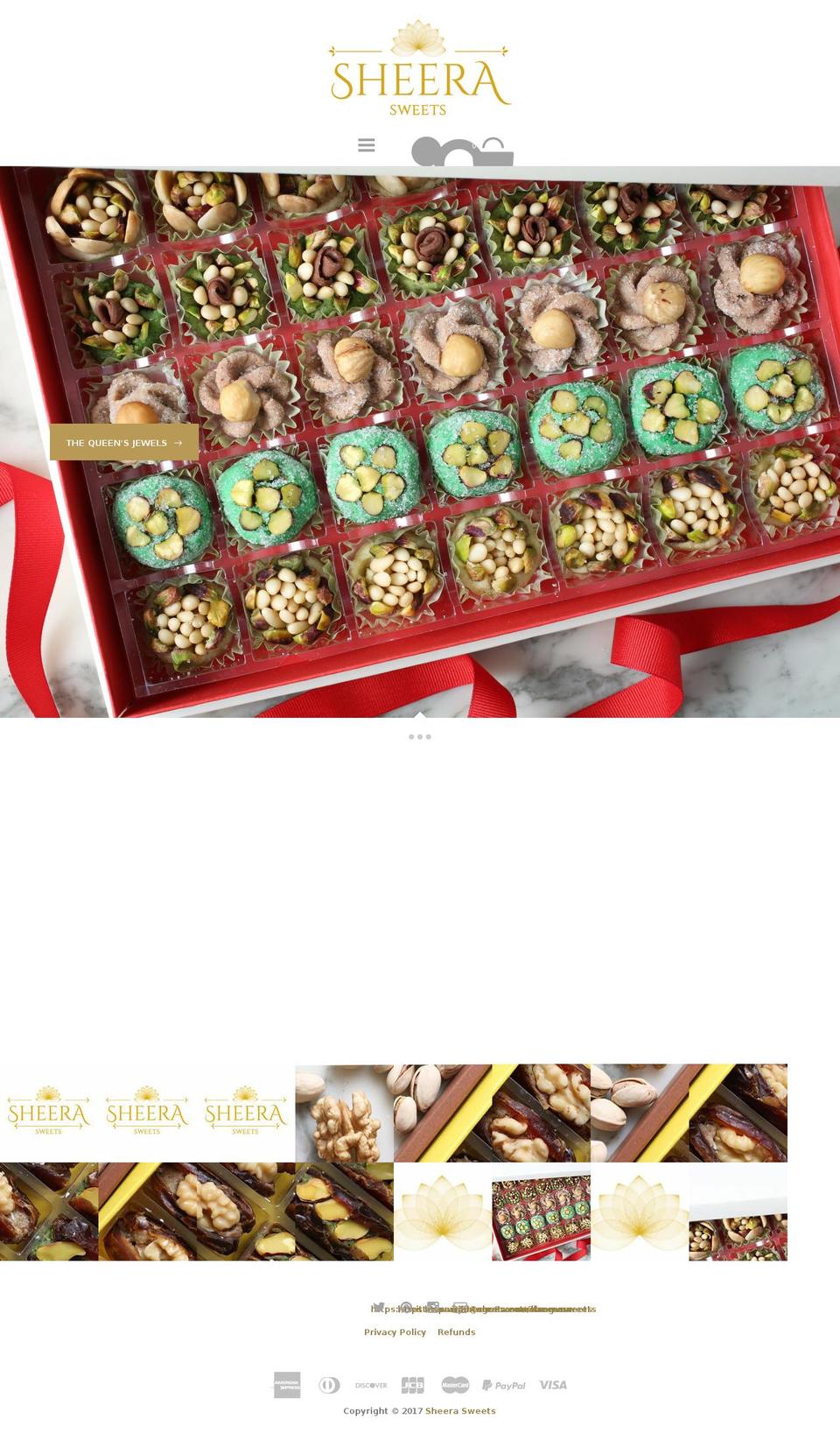 sheerasweets.com shopify website screenshot