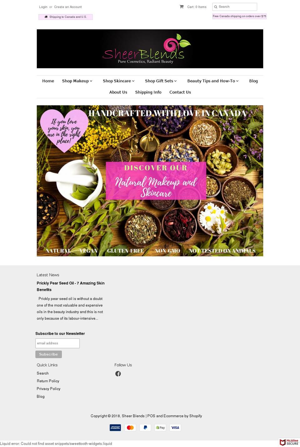 sheerblends.com — Shopify storefront screenshot