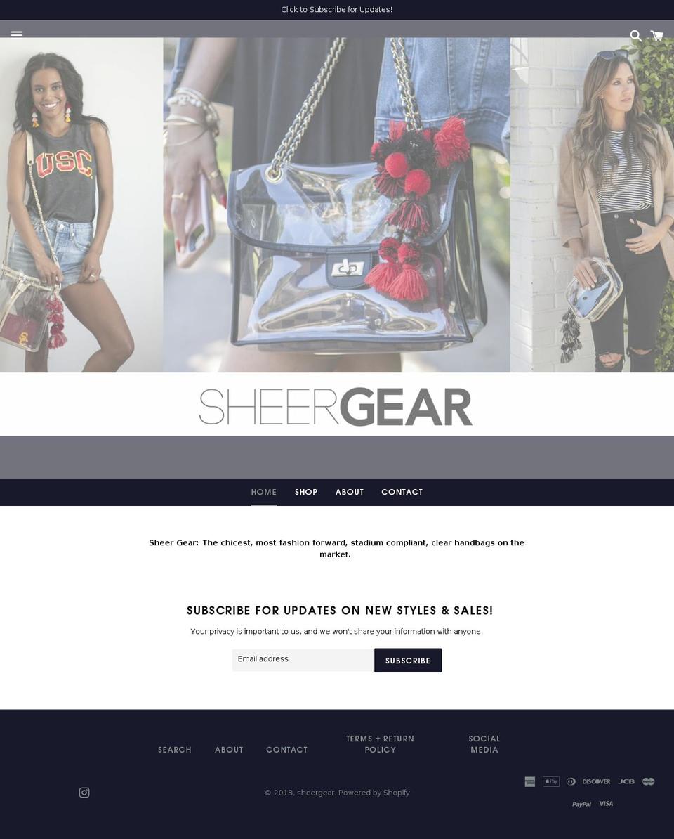 sheergear.com shopify website screenshot