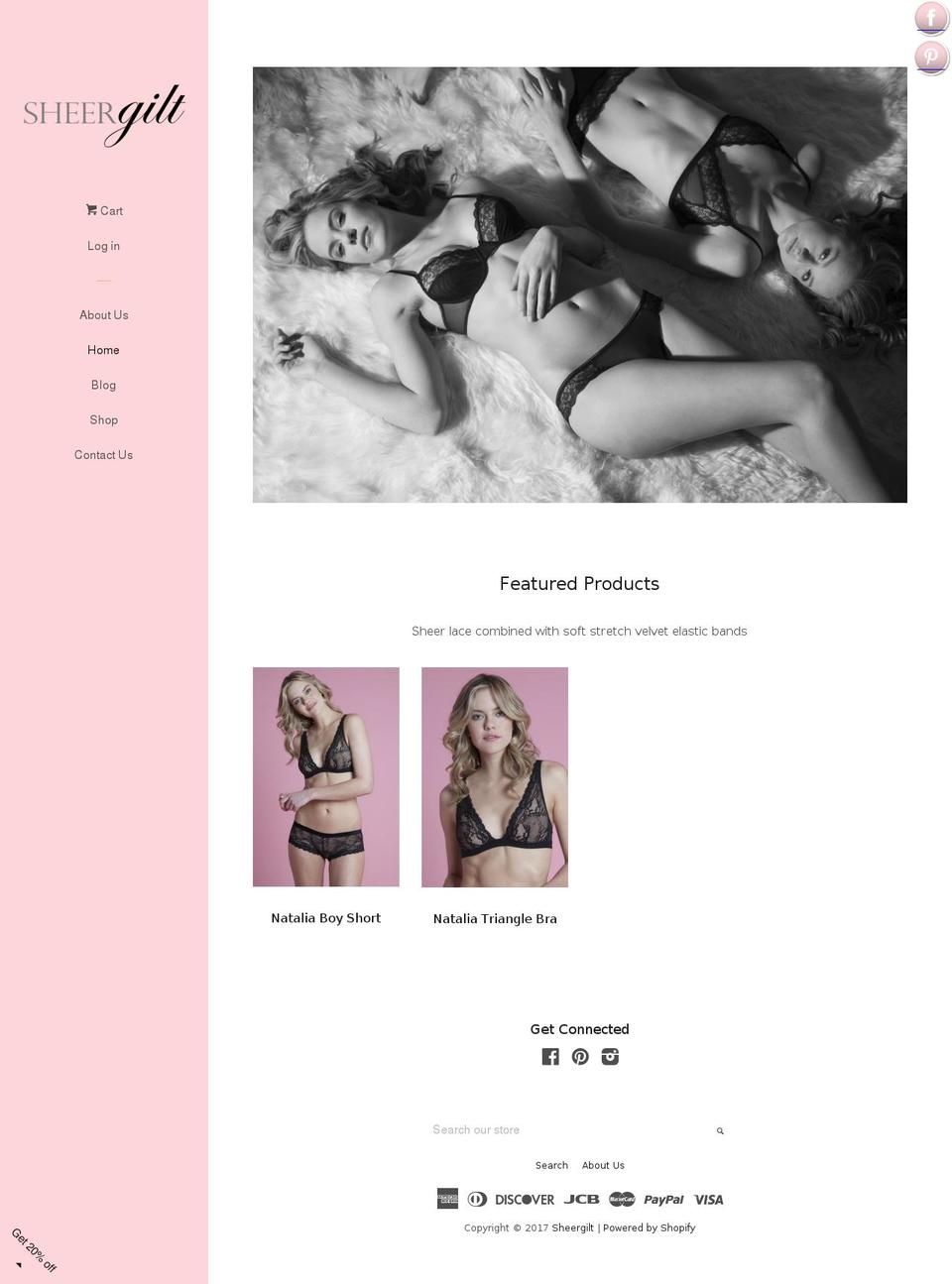 sheergilt.com shopify website screenshot