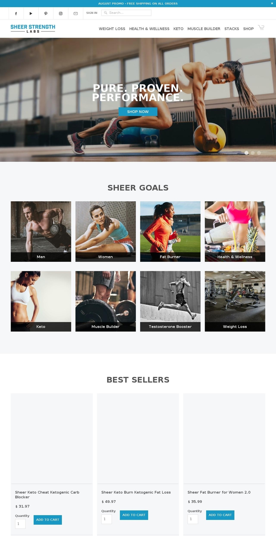 sheerstrengthlabs.com — Shopify storefront screenshot