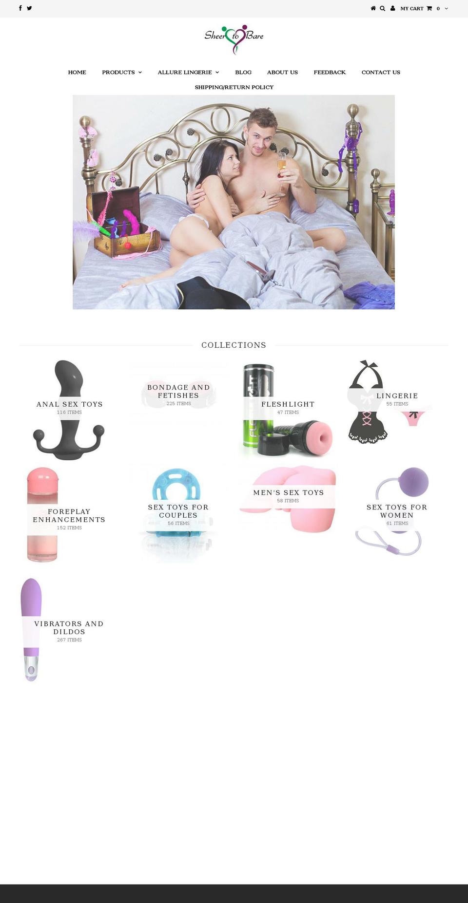 sheertobare.com — Shopify storefront screenshot