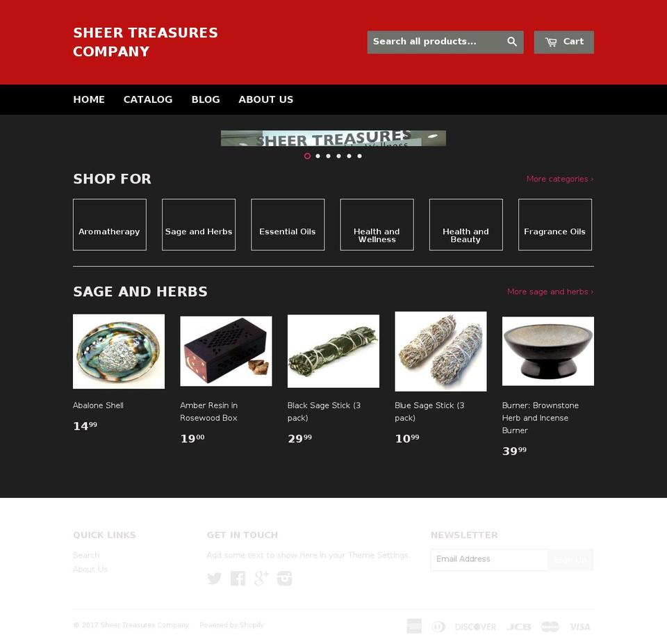 sheertreasures.com shopify website screenshot