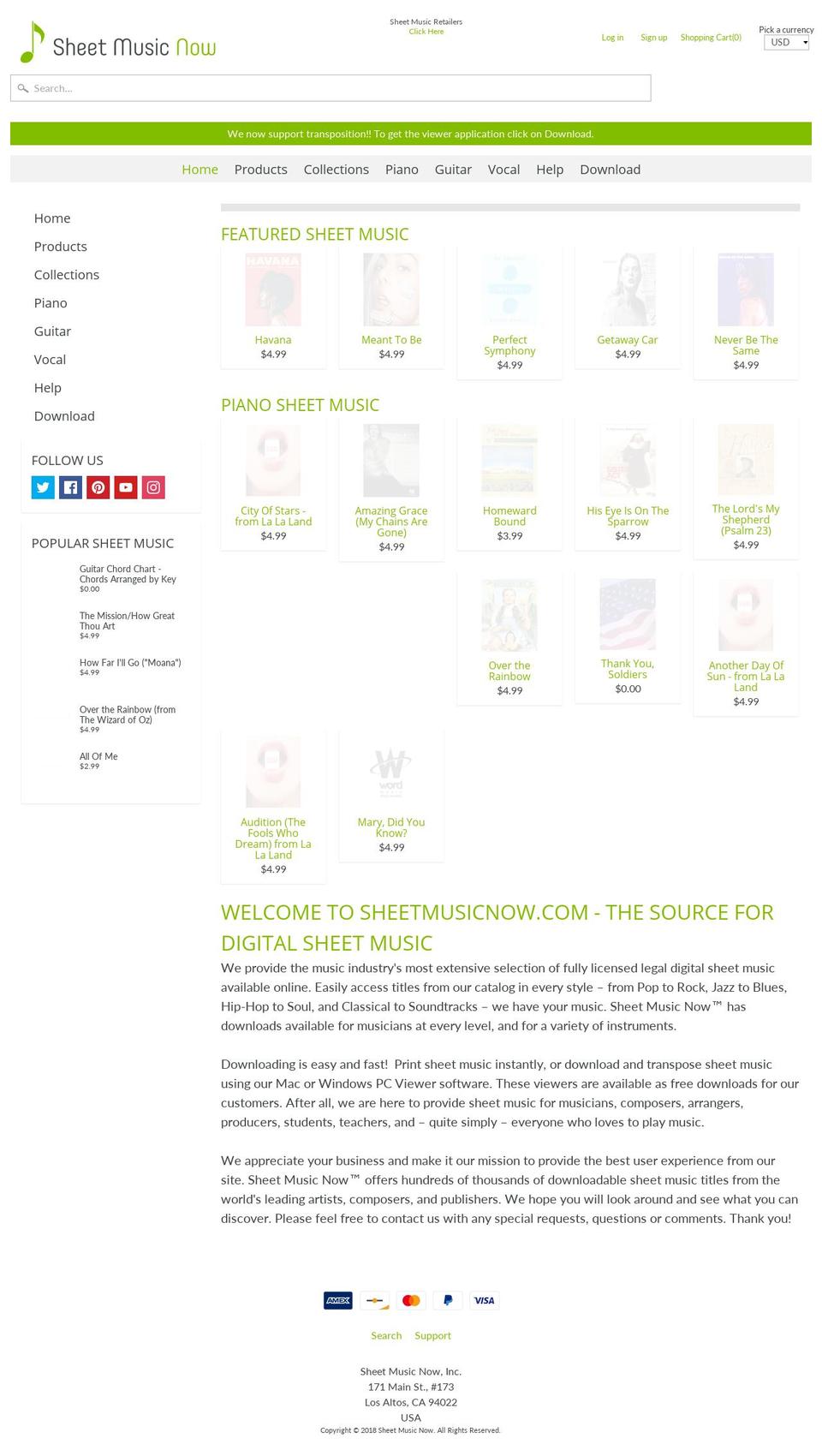 sheetmusicnow.com — Shopify storefront screenshot