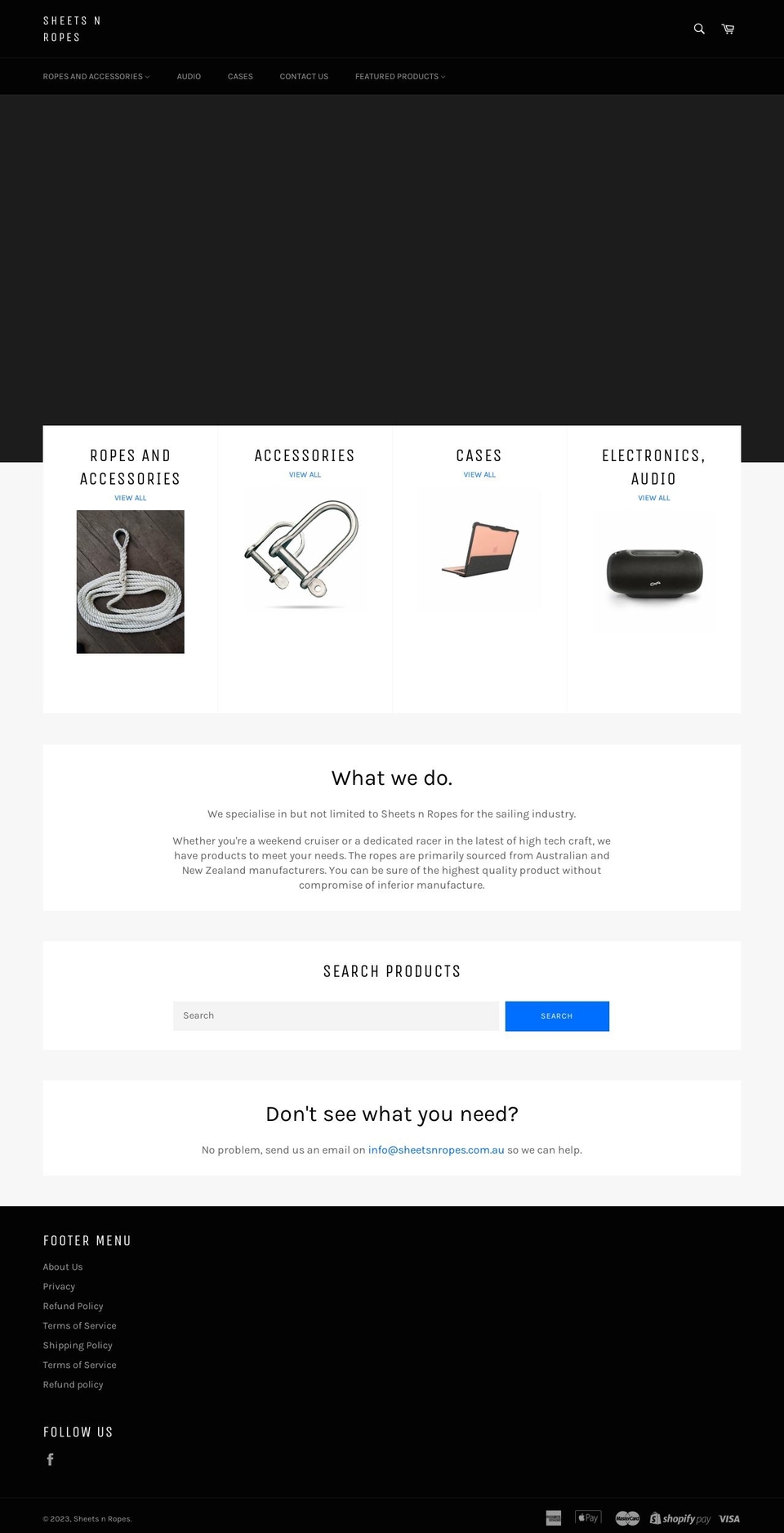 sheetsnropes.com.au shopify website screenshot