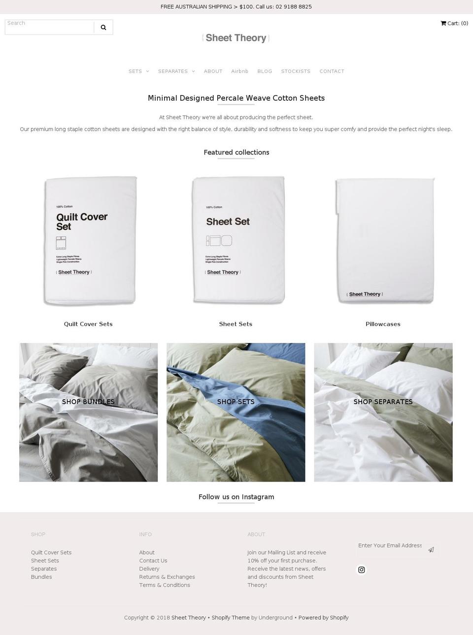 sheettheory.com shopify website screenshot