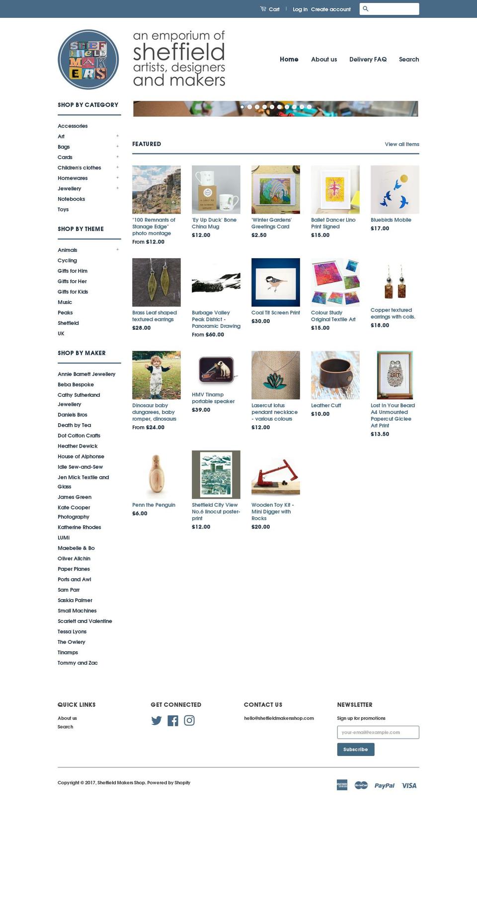 sheffieldmakersshop.com shopify website screenshot