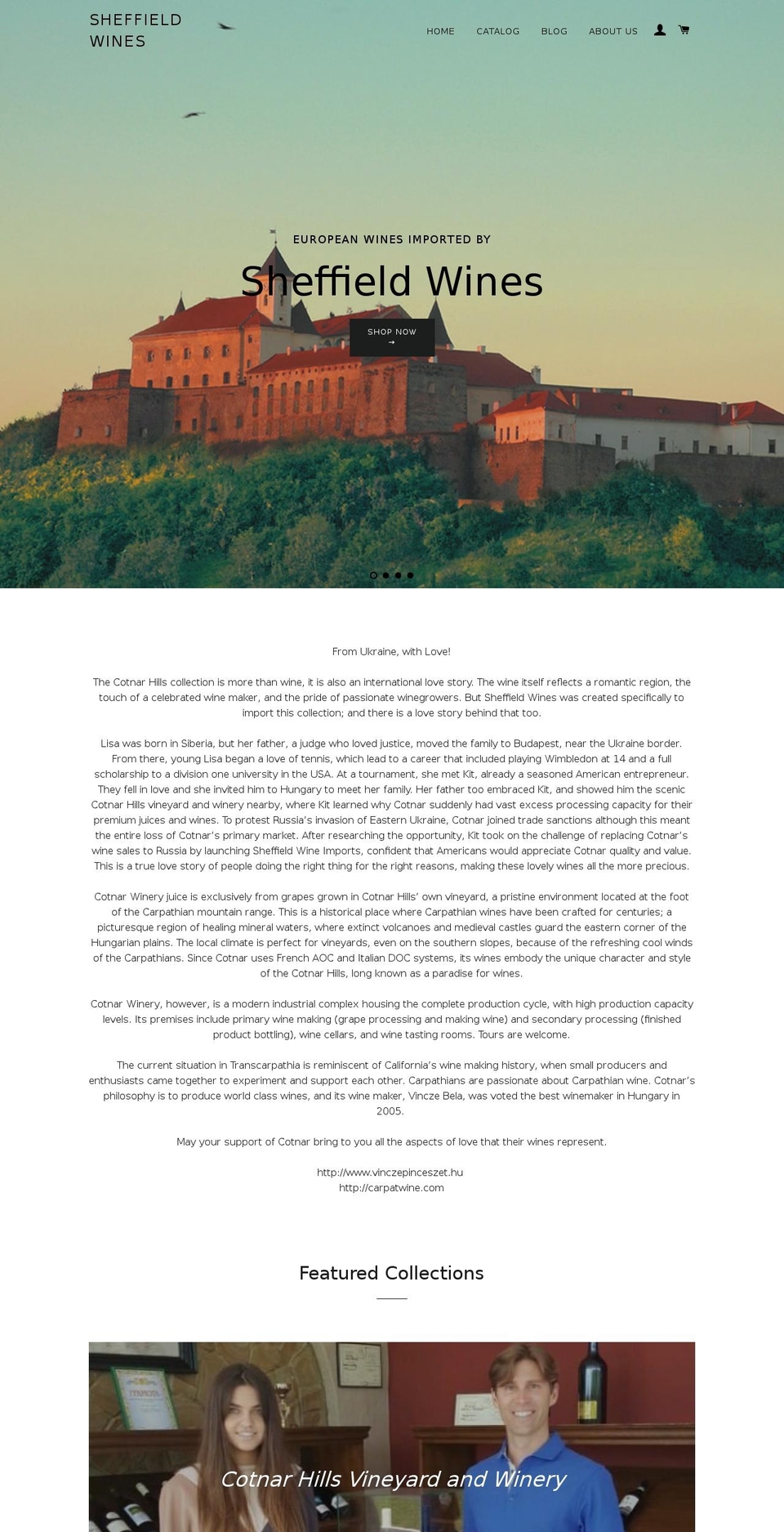 sheffieldwines.com shopify website screenshot
